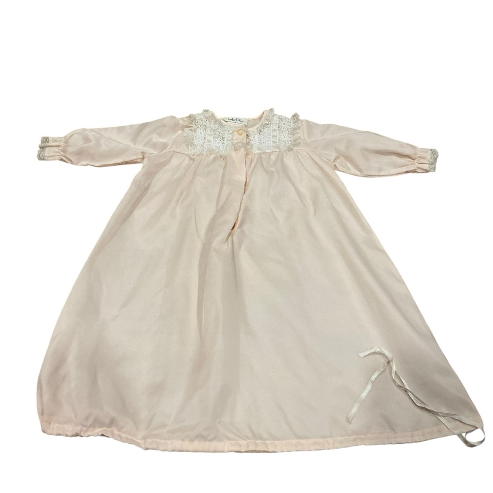 Vintage Baby Dior Christian Dior pink dress nightgown christening lace trim 0-12